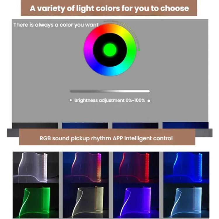 LED Light Guide Acrylic Ambient Desk Lamp Gaming Room Bedroom USB Pickups Rhythmic RGB Novelty Lamps(Music Rhythm Model) - Novelty Lighting by buy2fix | Online Shopping UK | buy2fix