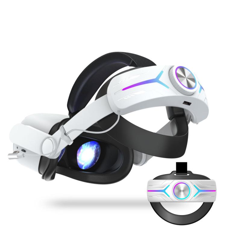 For Meta Quest 2 VR RGB Head Strap Adjustable Headband Built-in 8000 mAh Battery(Gaming White) - VR Accessories by buy2fix | Online Shopping UK | buy2fix