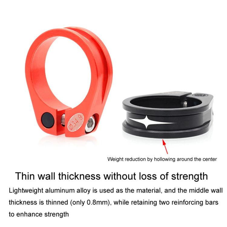Mountain Road Bicycle Aluminum Locking Seatpost Clamps Seatpost Clamp Ring Fittings(34.9mm Red) - Pipe clamps by buy2fix | Online Shopping UK | buy2fix