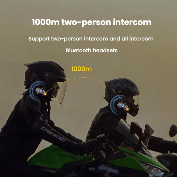 Kuqibao K23S Helmet Bluetooth Earphones 1000m Motorcycle Bluetooth-compatible 2 Person Intercom With Light Waterproof Headset(Hard Wheat) - Motorcycle Walkie Talkie by Kuqibao | Online Shopping UK | buy2fix