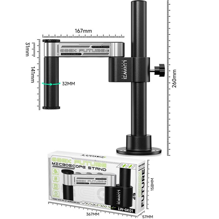 LUOWEI GK01 Short Arm 32mm Microscope Swing Arm Metal Universal Lifting and Stacking 360 Degree Single Arm Fixed Repair and Inspection Stand - Microscope Magnifier Series by LUOWEI | Online Shopping UK | buy2fix