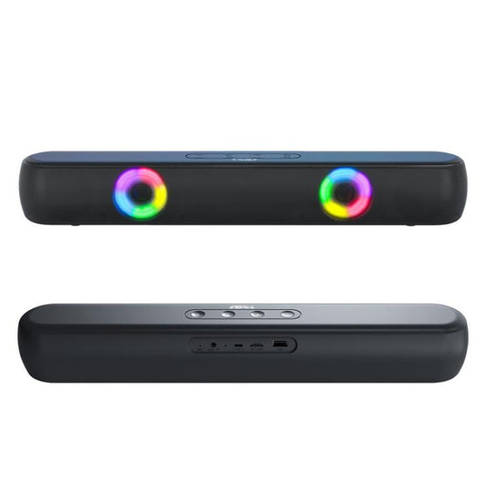 T-WOLF B320 TWS RGB Bluetooth 5.0 Speaker Desktop Soundbar Subwoofer Support USB / AUX / TF / FM(Black) - Desktop Speaker by T-WOLF | Online Shopping UK | buy2fix