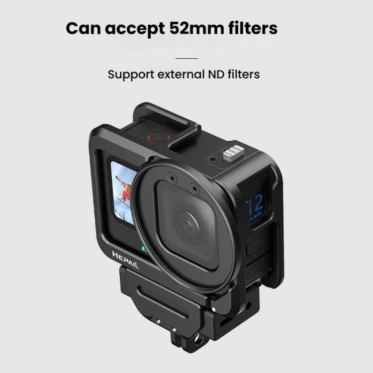 For GoPro HERO12 Black /11 Black /10 Black /9 Black HEPAIL C-G12 Metal Rabbit Cage With Dual Cold Shoe Connector - Metal Cases by HEPAIL | Online Shopping UK | buy2fix