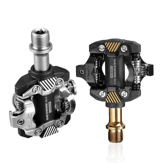 RACEWORK M8100 Mountain Bike Self-locking Pedal Ultra-light DU Bearing SPD Pedal, Color: Black Gold - Pedals by RACEWORK | Online Shopping UK | buy2fix