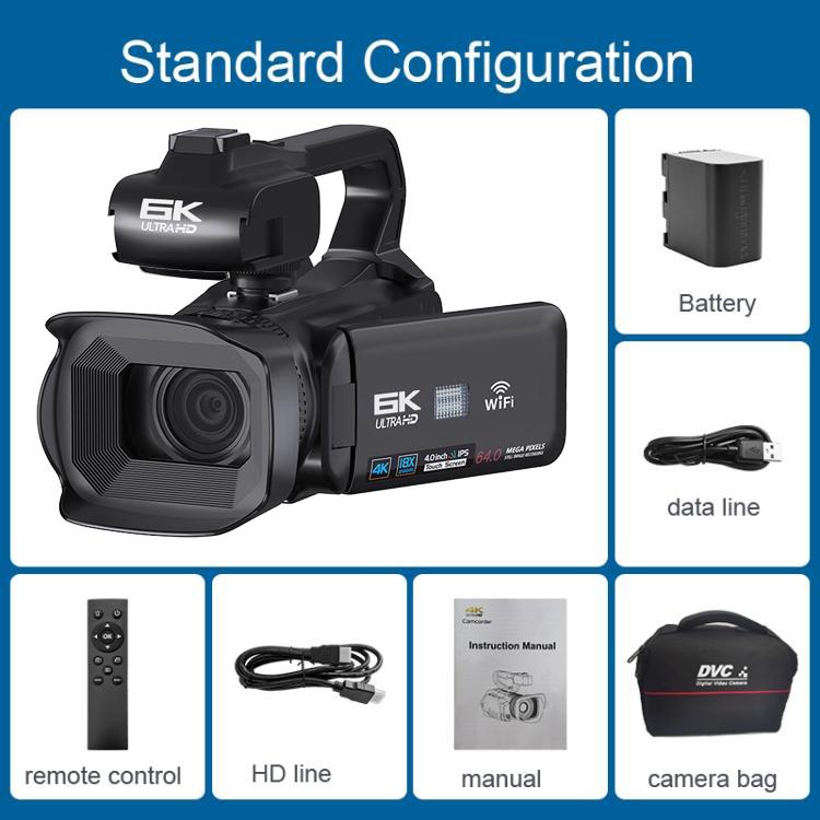 64MP 6K 18X Digital Zoom Ultra HD Video Camera With 4-Inch Touch Screen Camcorder 64G - Video Cameras by buy2fix | Online Shopping UK | buy2fix