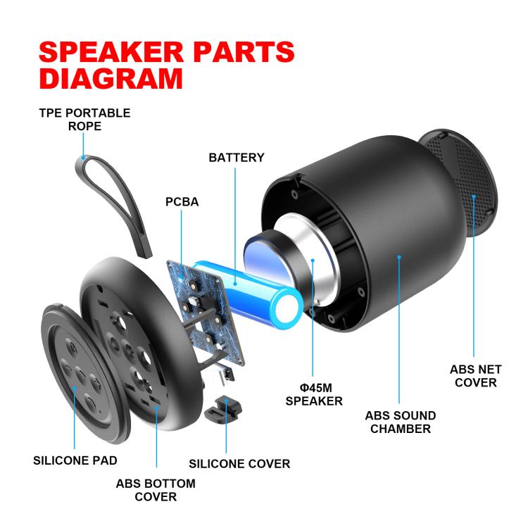 TWS Bluetooth Speaker IPX4 Waterproof Rechargeable Portable Mini Subwoofer Music Player(Black) - Desktop Speaker by buy2fix | Online Shopping UK | buy2fix