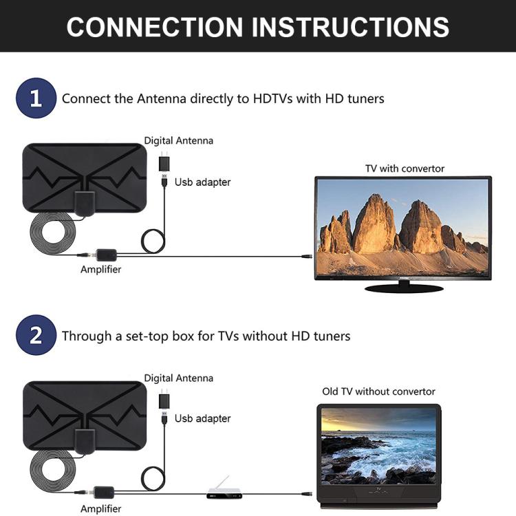 3600 Miles 4K Digital Antenna TV indoor Amplifier Signal Booster DVB-T2 HDTV Antenna - DVB-T & Simulation Antenna by buy2fix | Online Shopping UK | buy2fix