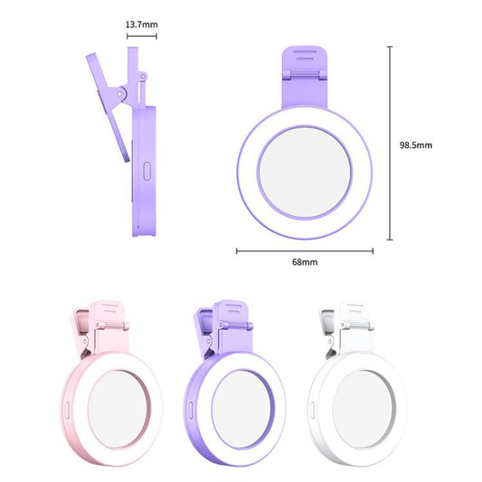 Foldable Clip-type Mobile Phone Rear Selfie Mirror Fill Light, Color: Pink - Selfie Light by buy2fix | Online Shopping UK | buy2fix
