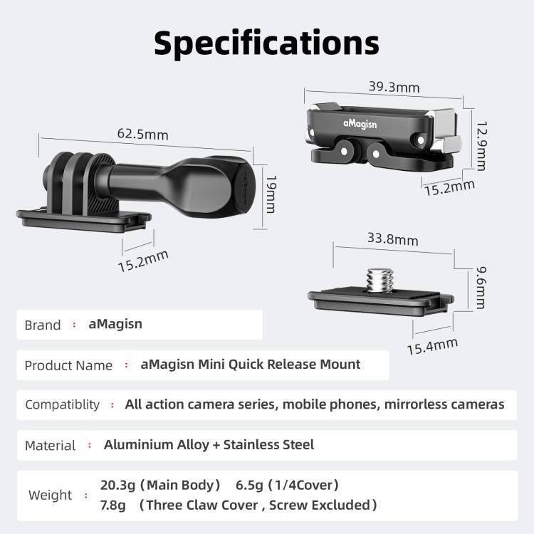 aMagisn Mini Quick Release Mount for Sports Cameras, Spec: 3-claw Upper Cover - Quick Release Plate by aMagisn | Online Shopping UK | buy2fix
