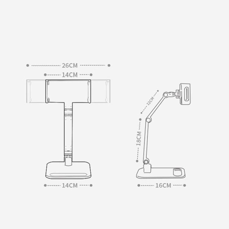 2-session Phone Tablet Monitor Desktop Stand Height and Angle Adjustable Bracket for Screen Within 17.3 Inch - Desktop Holder by buy2fix | Online Shopping UK | buy2fix
