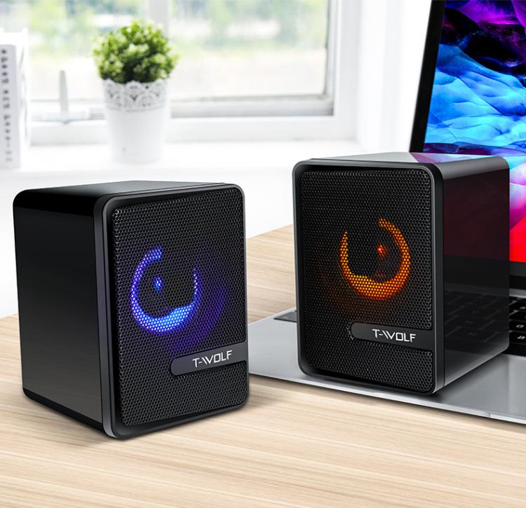 T-WOLF S3 USB/3.5mm Desktop Speakers For Phone / PC / Laptop Dual Diaphragm Subwoofer Sound System(Black) - by T-WOLF | Online Shopping UK | buy2fix