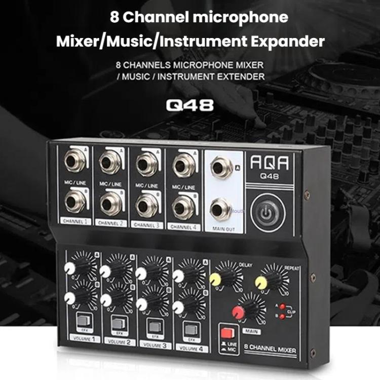 Q48 8 Channel Audio Mixer Console Stage Mixer Professional Digital Reverberator Effects Karaoke Live Equipment - Live Sound Effects Processors by buy2fix | Online Shopping UK | buy2fix