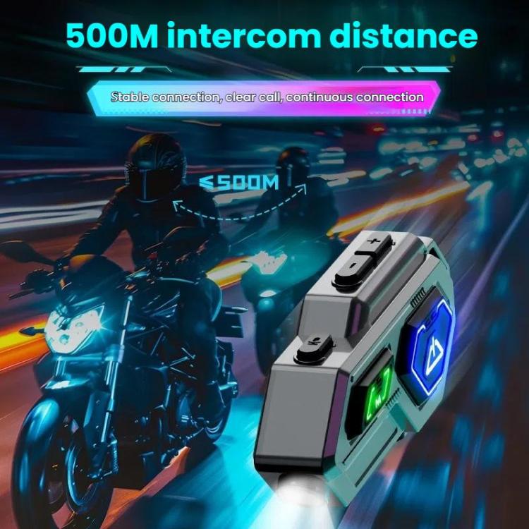 C8Pro IPX7 Waterproof Two-Person Intercom Helmet Bluetooth Headset With Flashlight, Spec: Soft and Hard Mics - Motorcycle Walkie Talkie by buy2fix | Online Shopping UK | buy2fix