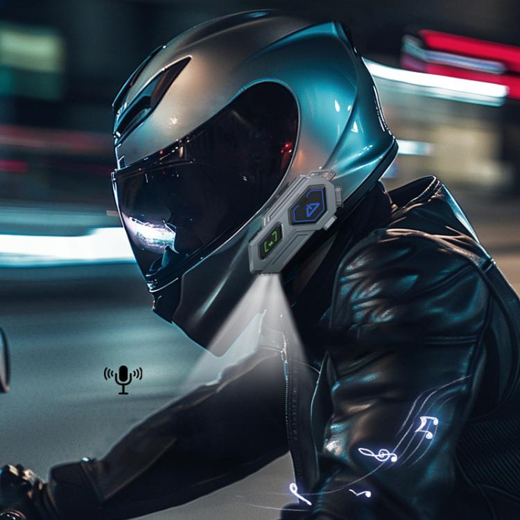 C8Pro IPX7 Waterproof Two-Person Intercom Helmet Bluetooth Headset With Flashlight, Spec: Hard Mic - Motorcycle Walkie Talkie by buy2fix | Online Shopping UK | buy2fix