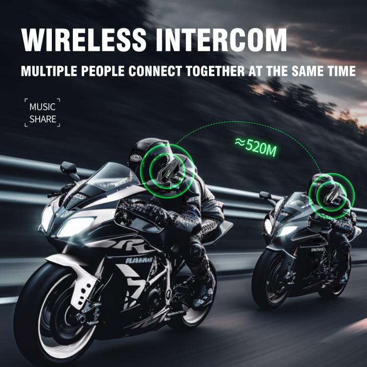 C6 IPX6 Waterproof LED Lighting Wireless Intercom Helmet Bluetooth Headset, Spec: Soft and Hard Mics - Motorcycle Walkie Talkie by buy2fix | Online Shopping UK | buy2fix