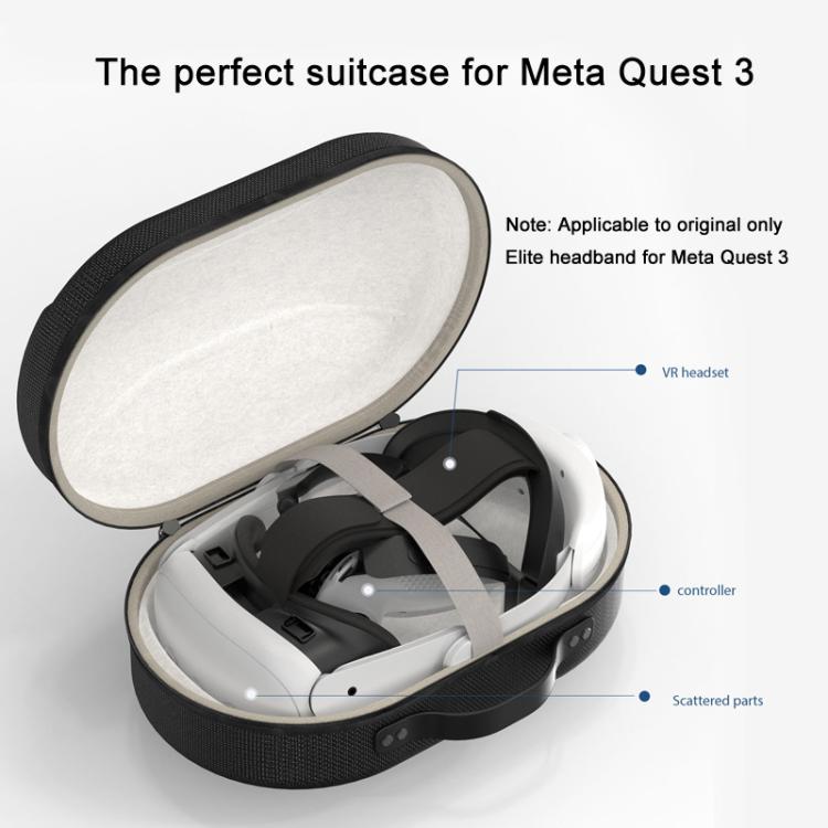 For Meta Quest 3 VR Glasses Storage Case EVA Anti-Pressure Hard Shell Storage Bag(Black) - VR Accessories by buy2fix | Online Shopping UK | buy2fix