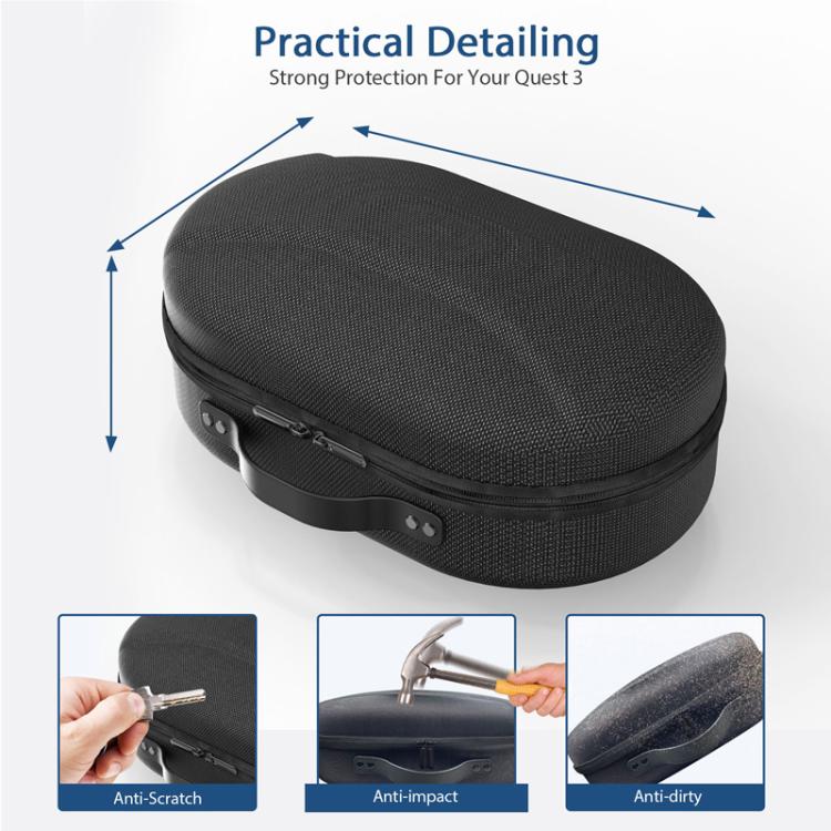 For Meta Quest 3 VR Glasses Storage Case EVA Anti-Pressure Hard Shell Storage Bag(Carbon Fiber Black) - VR Accessories by buy2fix | Online Shopping UK | buy2fix