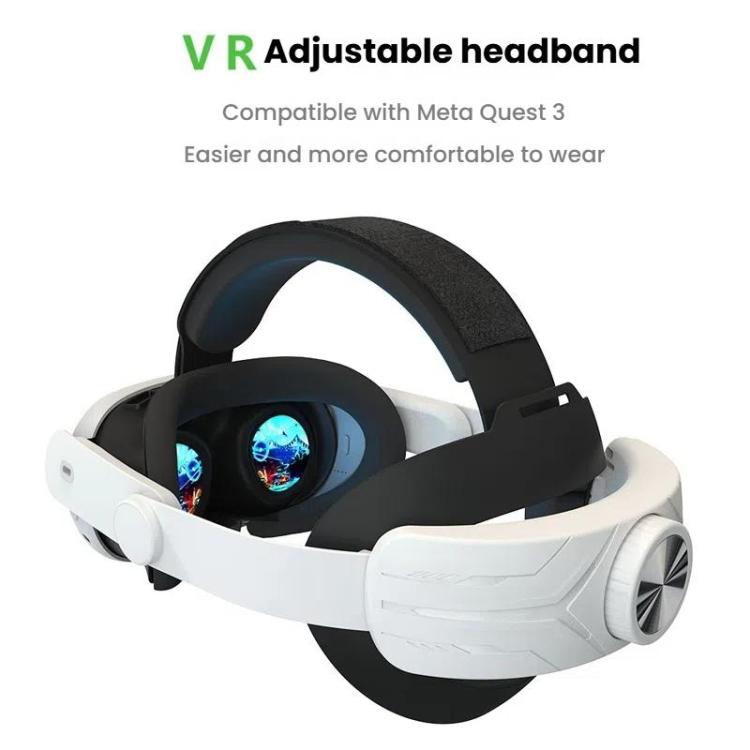 For Meta Quest 3 / 3S Adjustable Headband No Face Pressure VR Head Strap Accessories(Black White) - VR Accessories by buy2fix | Online Shopping UK | buy2fix