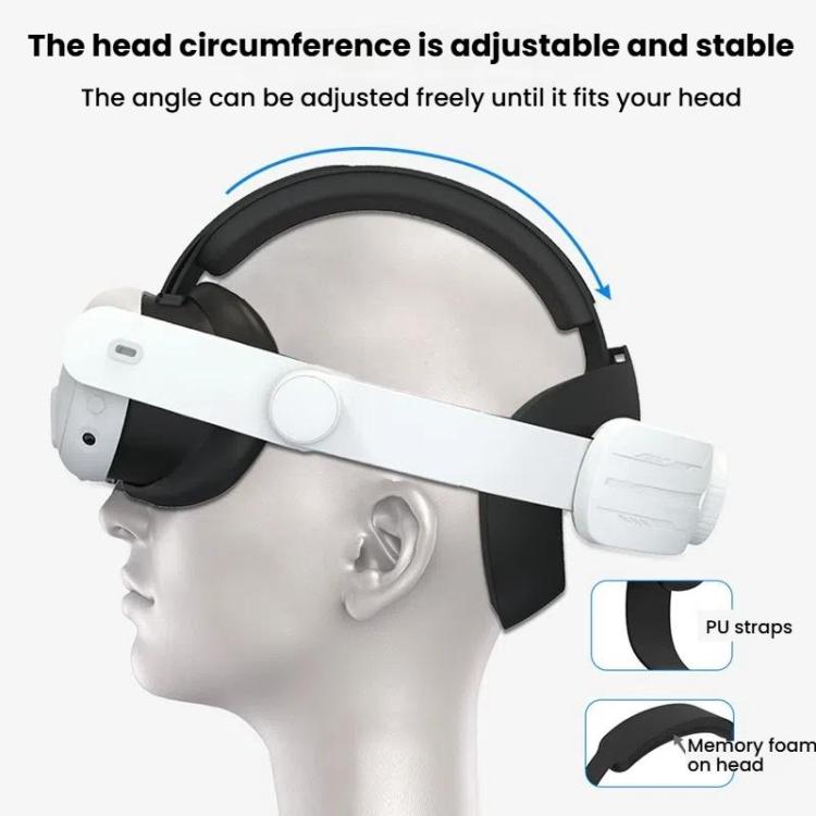 For Meta Quest 3 / 3S Adjustable Headband No Face Pressure VR Head Strap Accessories(Black White) - VR Accessories by buy2fix | Online Shopping UK | buy2fix