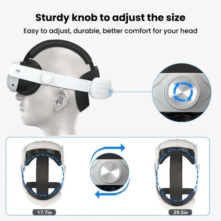 For Meta Quest 3 / 3S Adjustable Headband No Face Pressure VR Head Strap Accessories(Black White) - VR Accessories by buy2fix | Online Shopping UK | buy2fix