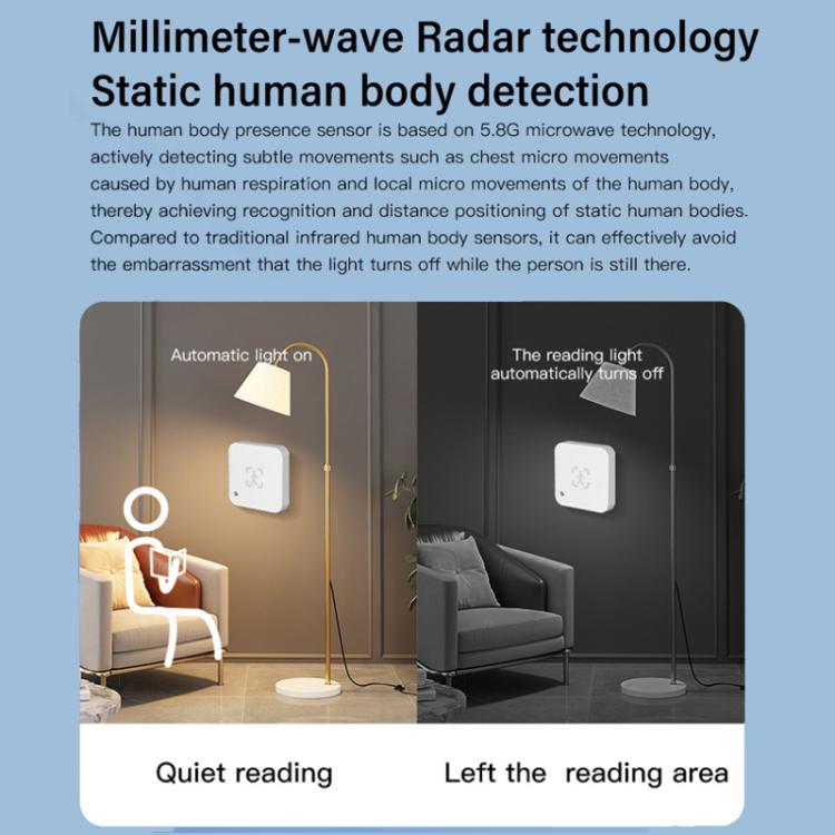 Tuya Zigbee Round Human Presence Sensor Millimeter Wave Radar Detection Built-in Illuminance Sensor - Smart Switch by buy2fix | Online Shopping UK | buy2fix