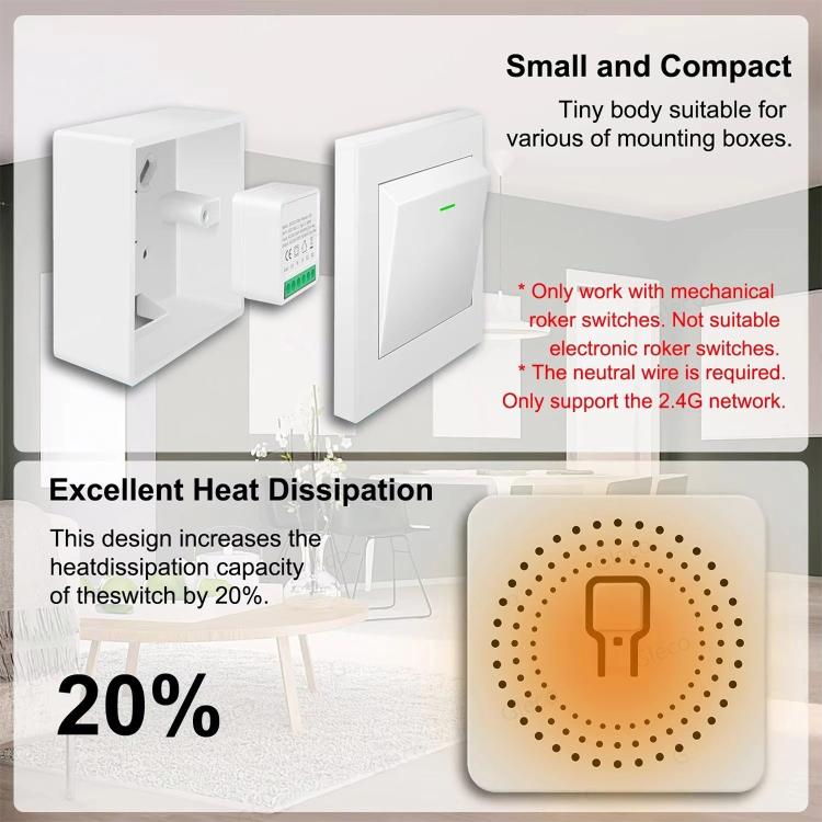 Compatible eWeLink Zigbee 16A Smart Switch DIY Breaker 2 Way Control Voice Control - Smart Switch by buy2fix | Online Shopping UK | buy2fix