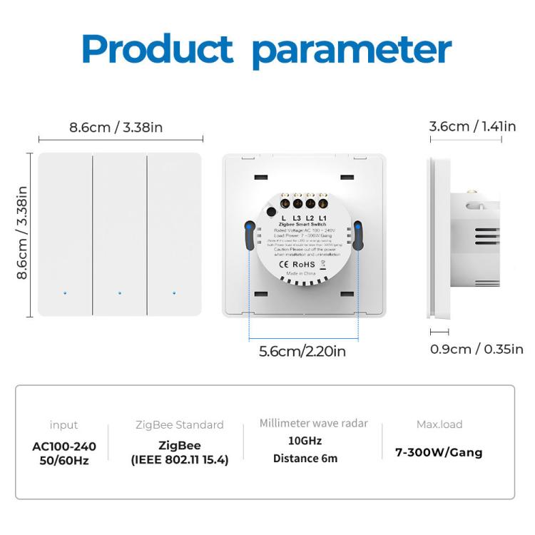 Compatible Tuya ZigBee Smart Light Switch With Radar Motion Sensor No Capacitor Required 2-Gang - Smart Switch by buy2fix | Online Shopping UK | buy2fix
