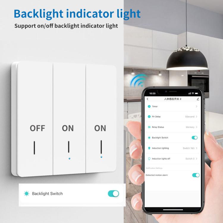 Compatible Tuya ZigBee Smart Light Switch With Radar Motion Sensor No Capacitor Required 3-Gang - Smart Switch by buy2fix | Online Shopping UK | buy2fix