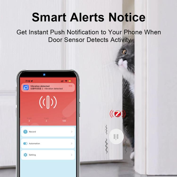 Compatible Tuya ZigBee Smart Vibration Tilt Sensor Real Time Shock Alarm Security Protection - Smart Switch by buy2fix | Online Shopping UK | buy2fix