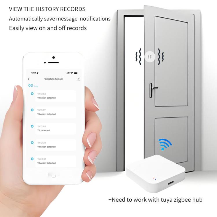 Compatible Tuya ZigBee Smart Vibration Tilt Sensor Real Time Shock Alarm Security Protection - Smart Switch by buy2fix | Online Shopping UK | buy2fix