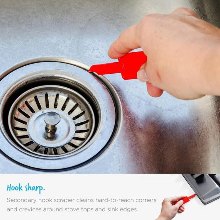 2 In 1 Cleaning Scraper Sticker Tool Household Cleaning Scrubber(Red) - Dust Remove Tool by buy2fix | Online Shopping UK | buy2fix