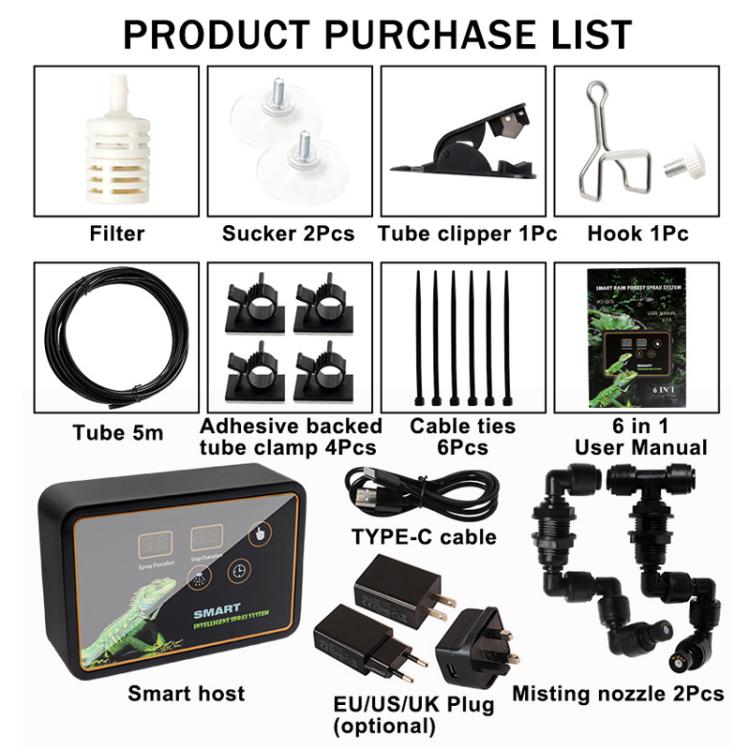 Smart Timer Misting System Kit For Reptile Terrariums Automatic Rainforest Habitat Sprayer UK Plug - Reptile Supplies by buy2fix | Online Shopping UK | buy2fix