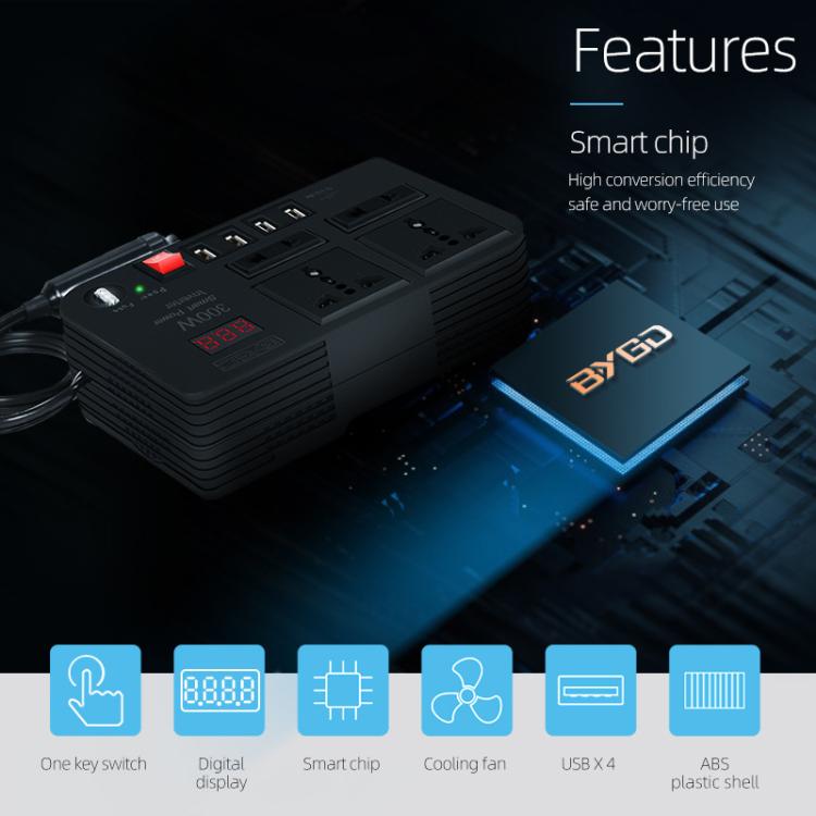 E8982 300W Car Inverter DC 12V To AC 220V Car Laptop USB Charging Universal Converter Power Adapter - Others by buy2fix | Online Shopping UK | buy2fix