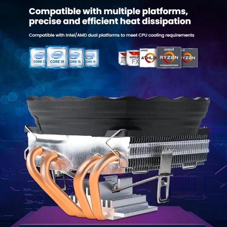 EVESKY 12cm RGB LED CPU Cooler with Dual Copper Heat Pipes Quiet Fan for Desktop Computers - Fan Cooling by EVESKY | Online Shopping UK | buy2fix