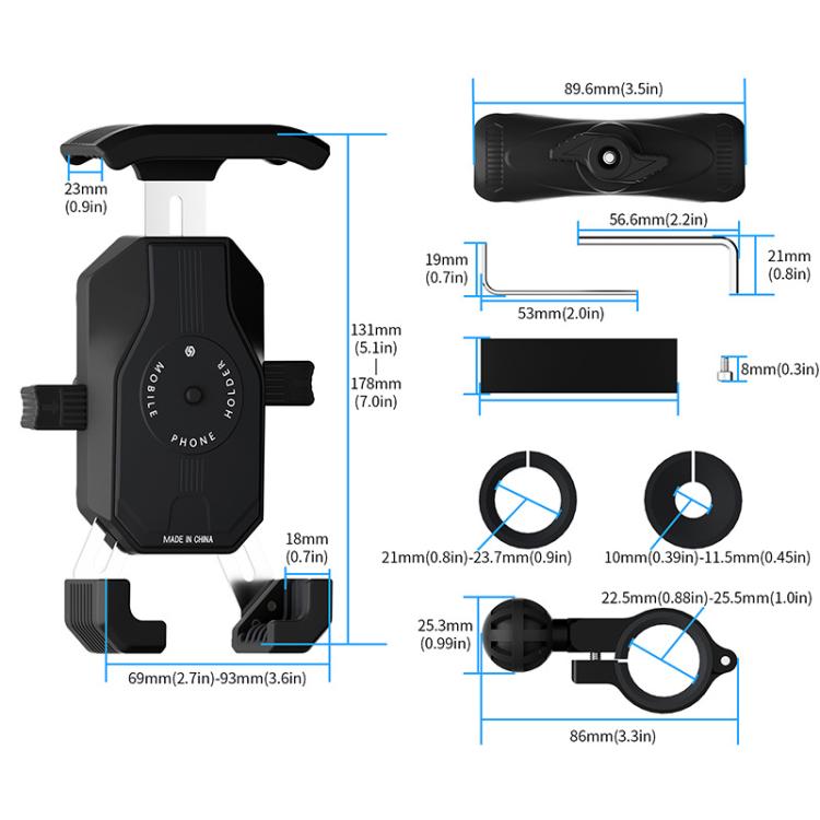 Motorcycle Shock-absorbing Rotatable 3-claw Mobile Phone Holder, Style: Handlebar Type - Holder by buy2fix | Online Shopping UK | buy2fix