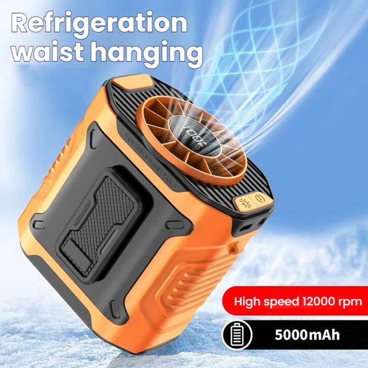 Portable Outdoor Hanging Waist Fan 100 Speeds Cooling Camping Neck Fan Long Life Charging Cooler(Black) - Electric Fans by buy2fix | Online Shopping UK | buy2fix