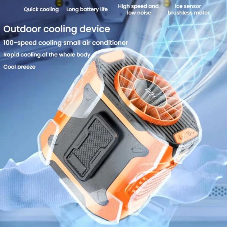 Portable Outdoor Hanging Waist Fan 100 Speeds Cooling Camping Neck Fan Long Life Charging Cooler(Black) - Electric Fans by buy2fix | Online Shopping UK | buy2fix