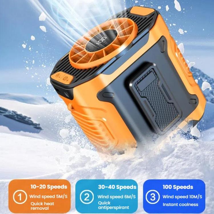Portable Outdoor Hanging Waist Fan 100 Speeds Cooling Camping Neck Fan Long Life Charging Cooler(Black) - Electric Fans by buy2fix | Online Shopping UK | buy2fix