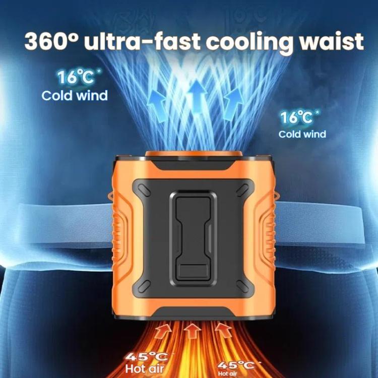 Portable Outdoor Hanging Waist Fan 100 Speeds Cooling Camping Neck Fan Long Life Charging Cooler(Orange) - Electric Fans by buy2fix | Online Shopping UK | buy2fix