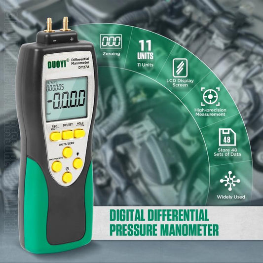 DUOYI Digital Brake Vacuum Pump Measuring Gauge Differential Pressure Gauge(DY27A English) - Electronic Test by DUOYI | Online Shopping UK | buy2fix