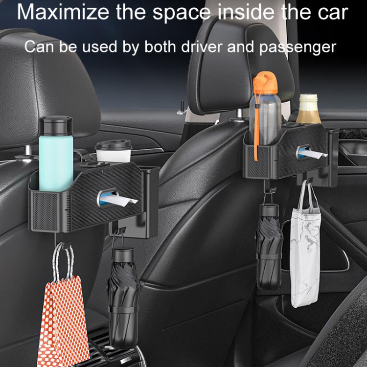 Car Seat Back Multifunctional Storage Box Pouch Phone Holder(Beige Leather) - Stowing Tidying by buy2fix | Online Shopping UK | buy2fix