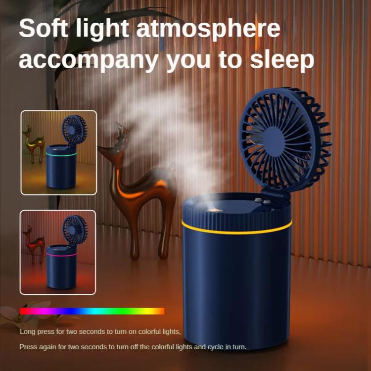 F98 Spray Cooling Desktop Small Fan Bedroom Office Portable Humidifier With Colored Lights, Color: Battery (Blue) - Electric Fans by buy2fix | Online Shopping UK | buy2fix