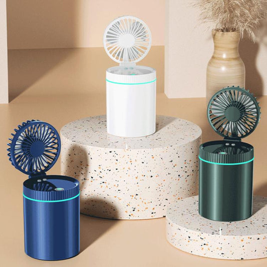 F98 Spray Cooling Desktop Small Fan Bedroom Office Portable Humidifier With Colored Lights, Color: Battery (Blue) - Electric Fans by buy2fix | Online Shopping UK | buy2fix