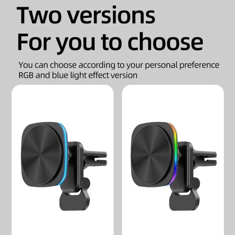 For IPhone 12-16 Cell Phone Car Magnetic Wireless Charger Car Air Vent Holder Fast Charger RGB Light (White) - Wireless Charger Holders by buy2fix | Online Shopping UK | buy2fix