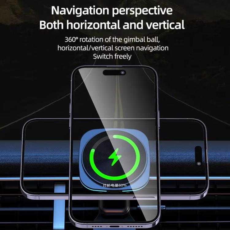 For IPhone 12-16 Cell Phone Car Magnetic Wireless Charger Car Air Vent Holder Fast Charger Blue Light (White) - Wireless Charger Holders by buy2fix | Online Shopping UK | buy2fix