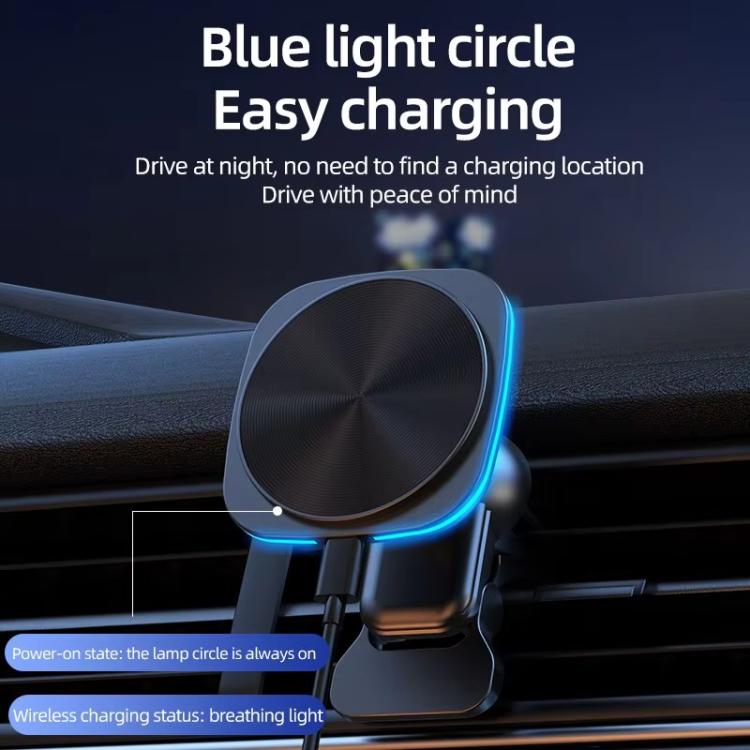 For IPhone 12-16 Cell Phone Car Magnetic Wireless Charger Car Air Vent Holder Fast Charger RGB Light (White) - Wireless Charger Holders by buy2fix | Online Shopping UK | buy2fix
