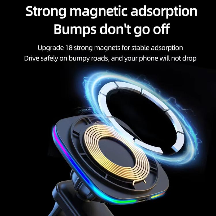 For IPhone 12-16 Cell Phone Car Magnetic Wireless Charger Car Air Vent Holder Fast Charger RGB Light (White) - Wireless Charger Holders by buy2fix | Online Shopping UK | buy2fix