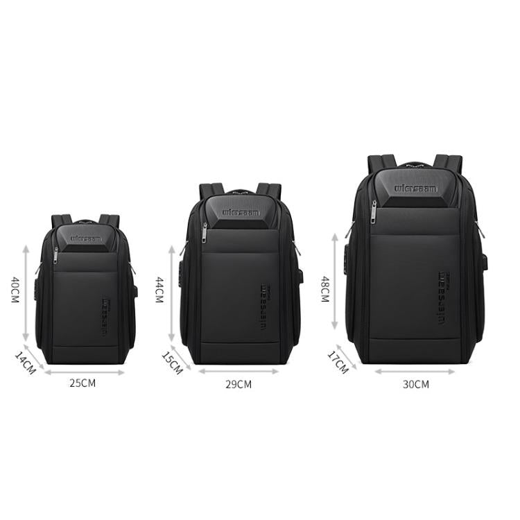 Wiersaam Men Waterproof Anti-Theft Business Backpack Travel Laptop Bag With USB Charging Port & Password Lock Middle - Backpack by wiersaam | Online Shopping UK | buy2fix