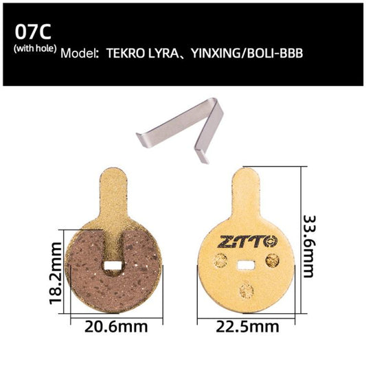 2pairs ZTTO Mountain Bike Full Metal Copper Base Lining Oil Disc Block Brake Pad, Model: MJ-07C With Hole - Bicycle Brake Parts by ZTTO | Online Shopping UK | buy2fix