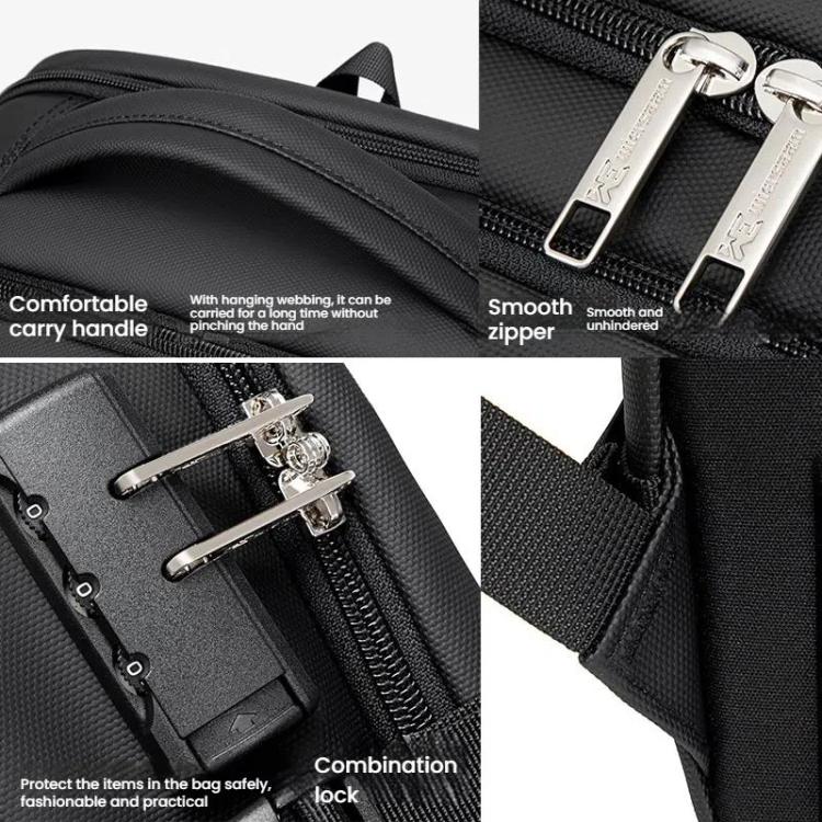 Wiersaam Men Anti-Theft Business Laptop Backpack 15.6 Inch Computer Bag With USB & Type-C Charging Ports(Black) - Backpack by Wiersaam | Online Shopping UK | buy2fix
